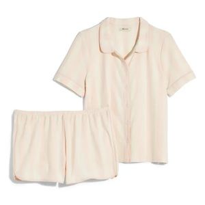 Madewell + Pink Stripe Knit Bedtime Short Pajamas